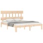 vidaXL Estructura de cama de matrimonio con cabecero madera maciza vidaXL Estructura de cama de matrimonio con cabecero madera maciza