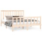 vidaXL Estructura de cama con cabecero madera de pino blanco 150x200cm vidaXL Estructura de cama con cabecero madera de pino blanco 150x200cm