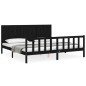 vidaXL Estructura de cama con cabecero madera maciza negro 200x200 cm vidaXL Estructura de cama con cabecero madera maciza negro 200x200 cm