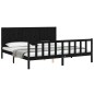 vidaXL Estructura de cama con cabecero madera maciza negro 200x200 cm vidaXL Estructura de cama con cabecero madera maciza negro 200x200 cm