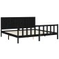 vidaXL Estructura de cama con cabecero madera maciza negro 200x200 cm vidaXL Estructura de cama con cabecero madera maciza negro 200x200 cm