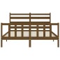 vidaXL Estructura de cama matrimonio con cabecero madera marrón miel