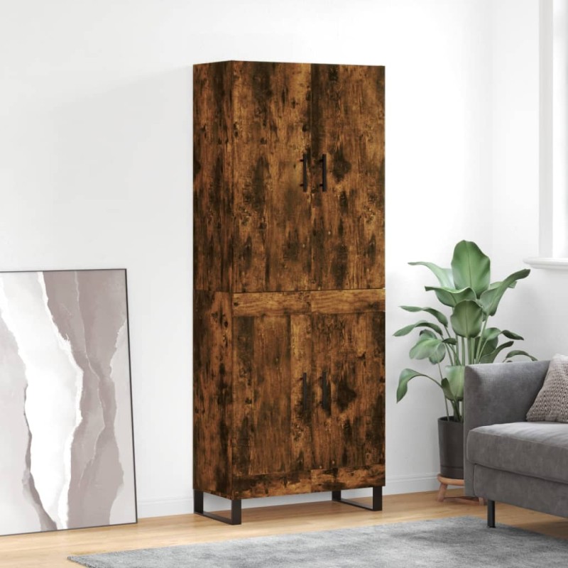 vidaXL Aparador alto madera contrachapada roble ahumado 69,5x34x180 cm