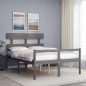 vidaXL Cama personas mayores cabecero madera maciza gris 140x190 cm vidaXL Cama personas mayores cabecero madera maciza gris 140x190 cm