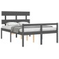 vidaXL Cama personas mayores cabecero madera maciza gris 140x190 cm vidaXL Cama personas mayores cabecero madera maciza gris 140x190 cm