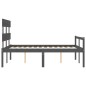 vidaXL Cama personas mayores cabecero madera maciza gris 140x190 cm vidaXL Cama personas mayores cabecero madera maciza gris 140x190 cm