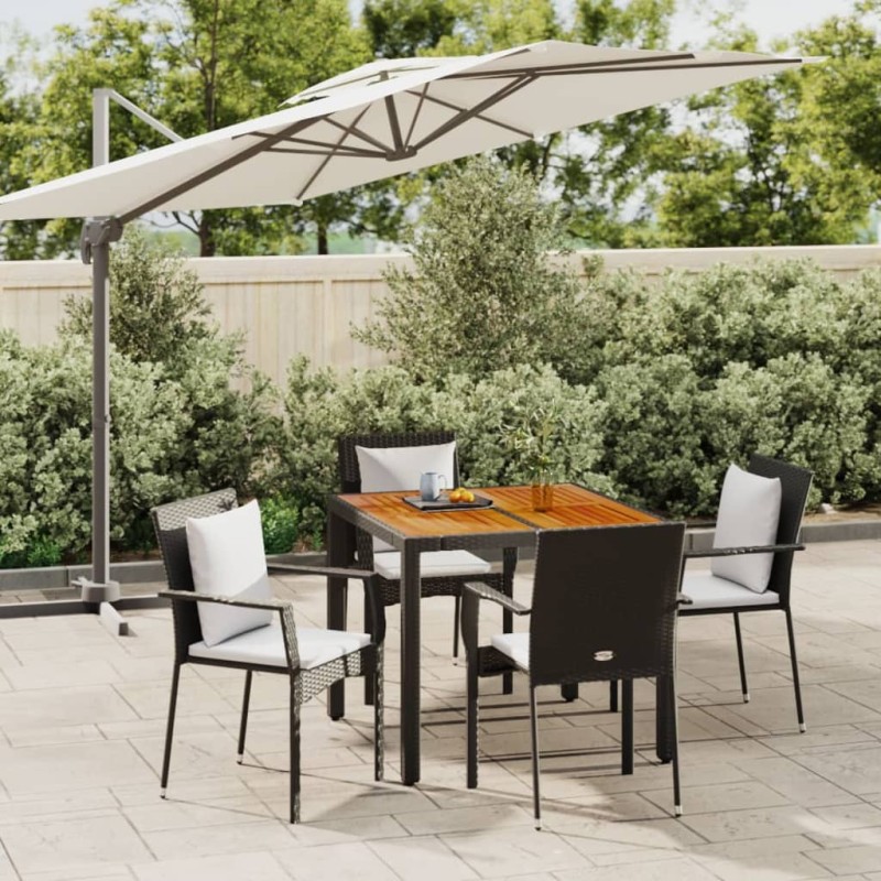vidaXL Set de muebles jardín 5 pzas con cojines ratán sintético negro vidaXL Set de muebles jardín 5 pzas con cojines ratán sintético negro