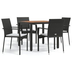 vidaXL Set de muebles jardín 5 pzas con cojines ratán sintético negro