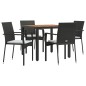 vidaXL Set de muebles jardín 5 pzas con cojines ratán sintético negro vidaXL Set de muebles jardín 5 pzas con cojines ratán sintético negro