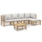 vidaXL Set de muebles de jardín 6 piezas bambú con cojines gris claro vidaXL Set de muebles de jardín 6 piezas bambú con cojines gris claro