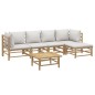 vidaXL Set de muebles de jardín 6 piezas bambú con cojines gris claro vidaXL Set de muebles de jardín 6 piezas bambú con cojines gris claro