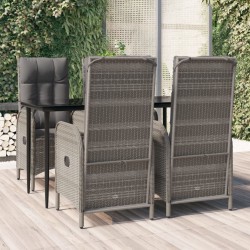 vidaXL Set comedor jardín 5 pzas y cojines ratán sintético negro gris