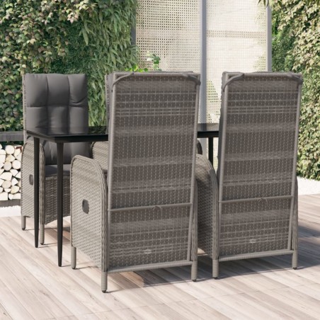 vidaXL Set comedor jardín 5 pzas y cojines ratán sintético negro gris