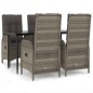 vidaXL Set comedor jardín 5 pzas y cojines ratán sintético negro gris vidaXL Set comedor jardín 5 pzas y cojines ratán sintético negro gris
