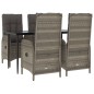 vidaXL Set comedor jardín 5 pzas y cojines ratán sintético negro gris vidaXL Set comedor jardín 5 pzas y cojines ratán sintético negro gris