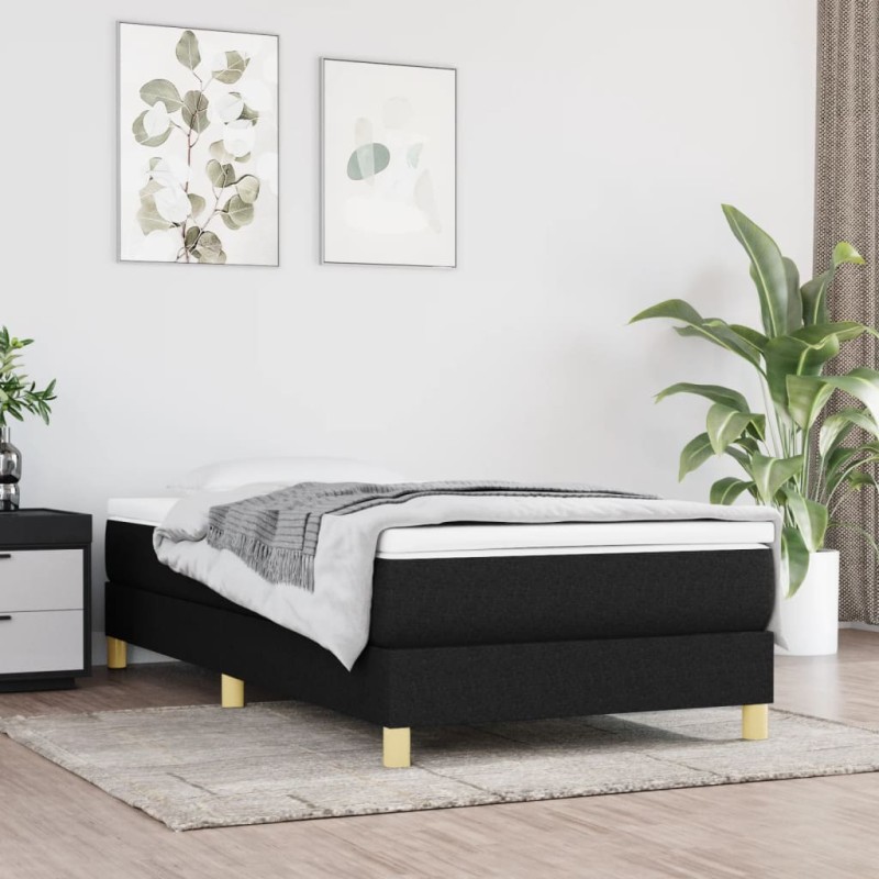 vidaXL Cama box spring con colchón tela negro 100x200 cm vidaXL Cama box spring con colchón tela negro 100x200 cm