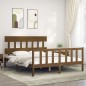 vidaXL Estructura de cama matrimonio con cabecero madera marrón miel vidaXL Estructura de cama matrimonio con cabecero madera marrón miel