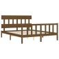 vidaXL Estructura de cama matrimonio con cabecero madera marrón miel vidaXL Estructura de cama matrimonio con cabecero madera marrón miel
