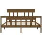 vidaXL Estructura de cama matrimonio con cabecero madera marrón miel vidaXL Estructura de cama matrimonio con cabecero madera marrón miel