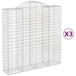 vidaXL Cestas de gaviones 3 uds forma de arco hierro 200x50x200/220 cm