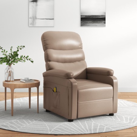 vidaXL Sillón de masaje de cuero sintético color capuchino