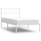 vidaXL Estructura de cama de metal con cabecero blanco 100x200 cm vidaXL Estructura de cama de metal con cabecero blanco 100x200 cm