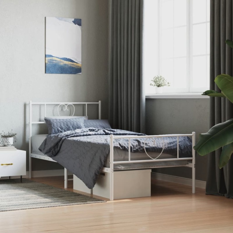 vidaXL Estructura cama metal con cabecero y pie cama blanca 107x203 cm vidaXL Estructura cama metal con cabecero y pie cama blanca 107x203 cm