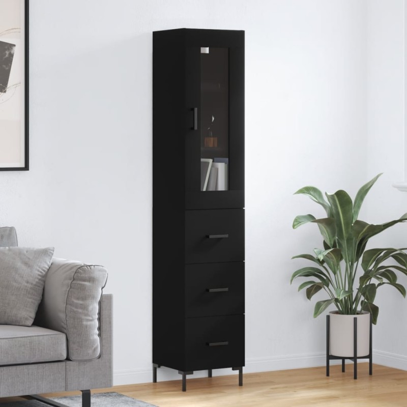 vidaXL Aparador de madera contrachapada negro 34,5x34x180 cm vidaXL Aparador de madera contrachapada negro 34,5x34x180 cm