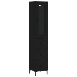 vidaXL Aparador de madera contrachapada negro 34,5x34x180 cm