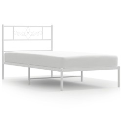 vidaXL Estructura de cama de metal con cabecero blanco 75x190 cm