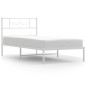 vidaXL Estructura de cama de metal con cabecero blanco 75x190 cm vidaXL Estructura de cama de metal con cabecero blanco 75x190 cm