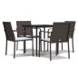 vidaXL Juego comedor jardín 5 piezas y cojines ratán sintético y acero vidaXL Juego comedor jardín 5 piezas y cojines ratán sintético y acero