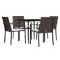 vidaXL Juego comedor jardín 5 piezas y cojines ratán sintético y acero vidaXL Juego comedor jardín 5 piezas y cojines ratán sintético y acero