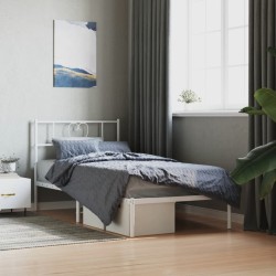 vidaXL Estructura de cama de metal con cabecero blanco 90x200 cm