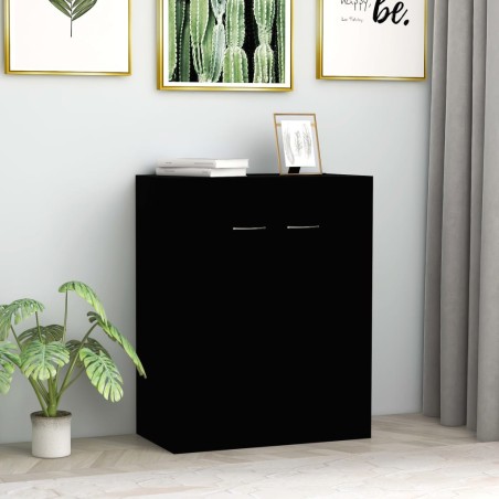 vidaXL Aparador de madera contrachapada negro 60x30x75 cm