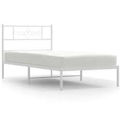 vidaXL Estructura de cama de metal con cabecero blanco 107x203 cm