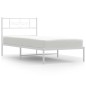 vidaXL Estructura de cama de metal con cabecero blanco 107x203 cm vidaXL Estructura de cama de metal con cabecero blanco 107x203 cm
