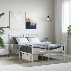 vidaXL Estructura cama metal cabecero y pie de cama blanco 140x190 cm