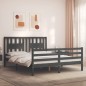 vidaXL Estructura de cama con cabecero madera maciza gris 160x200 cm vidaXL Estructura de cama con cabecero madera maciza gris 160x200 cm