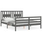 vidaXL Estructura de cama con cabecero madera maciza gris 160x200 cm vidaXL Estructura de cama con cabecero madera maciza gris 160x200 cm