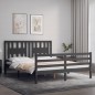 vidaXL Estructura de cama con cabecero madera maciza gris 160x200 cm vidaXL Estructura de cama con cabecero madera maciza gris 160x200 cm