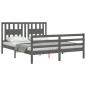 vidaXL Estructura de cama con cabecero madera maciza gris 160x200 cm vidaXL Estructura de cama con cabecero madera maciza gris 160x200 cm