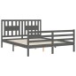 vidaXL Estructura de cama con cabecero madera maciza gris 160x200 cm vidaXL Estructura de cama con cabecero madera maciza gris 160x200 cm