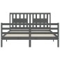 vidaXL Estructura de cama con cabecero madera maciza gris 160x200 cm vidaXL Estructura de cama con cabecero madera maciza gris 160x200 cm