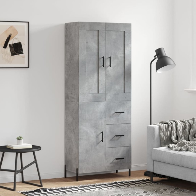 vidaXL Aparador alto madera contrachapada gris hormigón 69,5x34x180 cm vidaXL Aparador alto madera contrachapada gris hormigón 69,5x34x180 cm