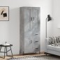 vidaXL Aparador alto madera contrachapada gris hormigón 69,5x34x180 cm vidaXL Aparador alto madera contrachapada gris hormigón 69,5x34x180 cm