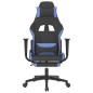 vidaXL Silla gaming de masaje con reposapiés tela negro y azul vidaXL Silla gaming de masaje con reposapiés tela negro y azul
