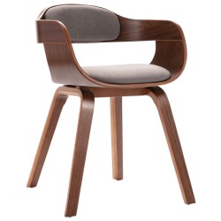 vidaXL Silla de comedor de madera curvada y tela gris taupé
