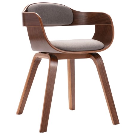 vidaXL Silla de comedor de madera curvada y tela gris taupé