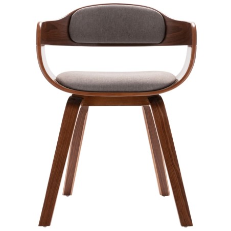 vidaXL Silla de comedor de madera curvada y tela gris taupé